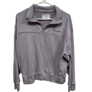 Champion Women's Purple Quarter Zip Pullover Sweatshirt M Authentic Athleticwear